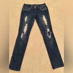Grace In LA Bootcut Jeans with Jewel Emblems, size 27.